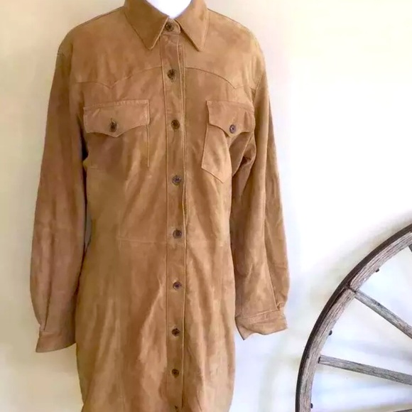 RALPH LAUREN Western Equestrian Glove Soft Suede Leather Coat Dress 8 RARE NWT!! - Picture 2 of 13